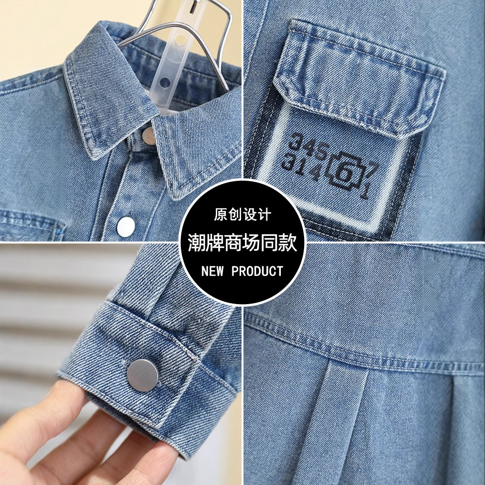 7545 camisa de mezclilla para niños primavera y otoño 2025 nuevo estilo para niños chaqueta de manga larga coreana camisa de primavera para hombres