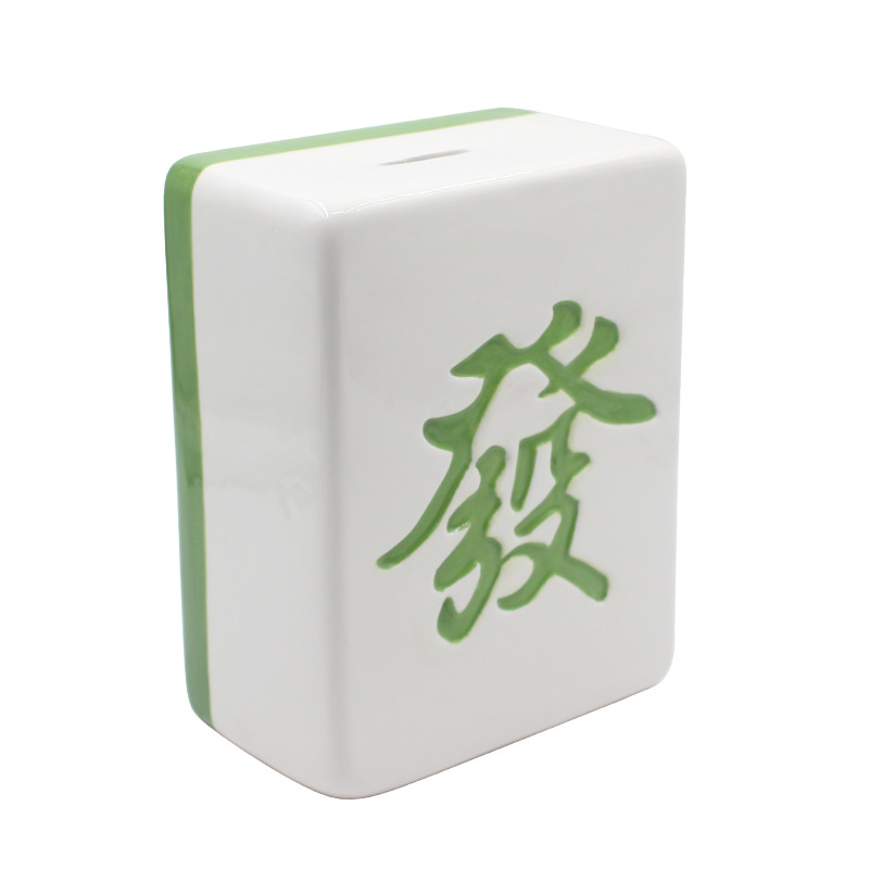 Mahjong fortuna alcancía de cerámica creativa gran cambio moneda alcancía decoración del hogar Decoración regalo de cumpleaños
