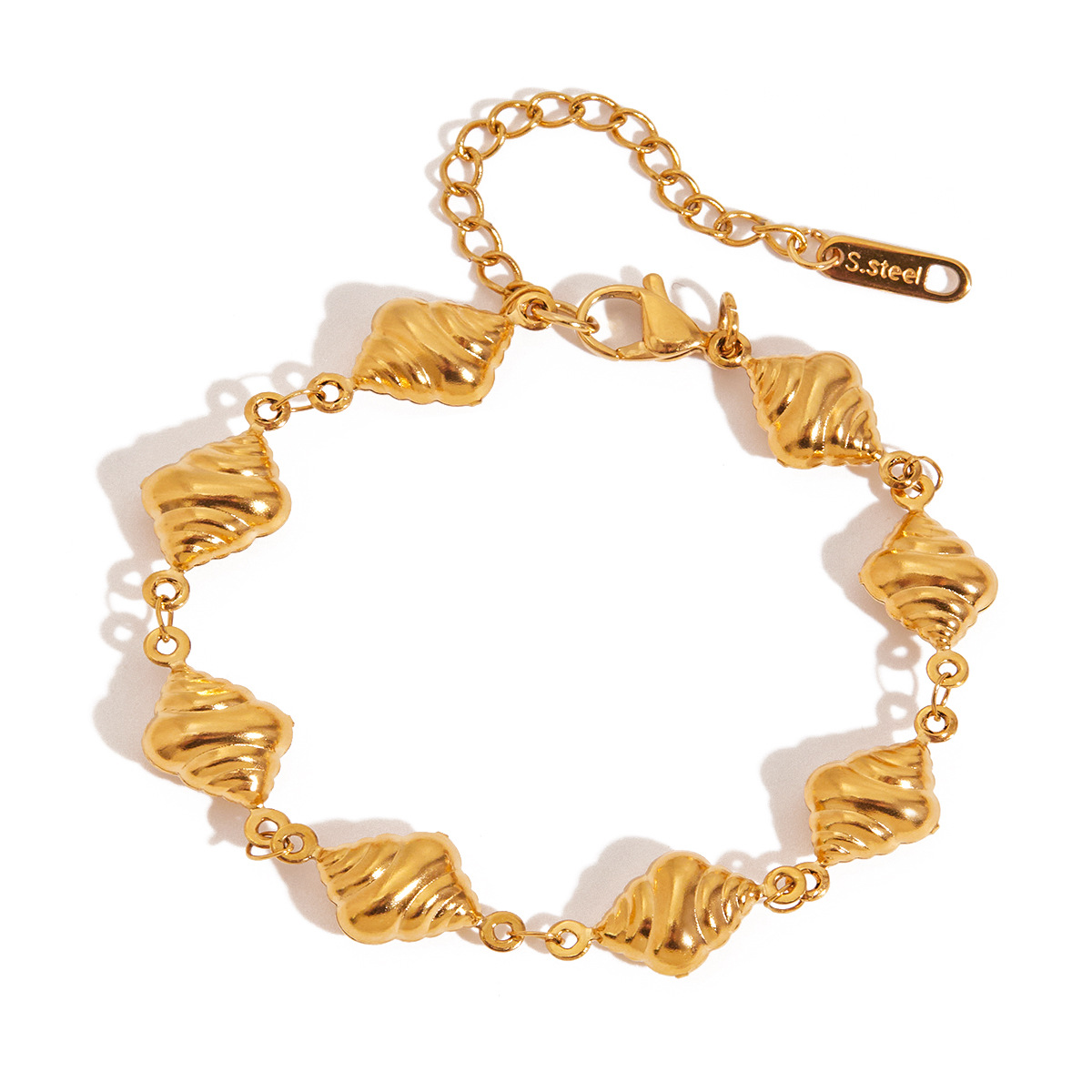 Wanxing estilo europeo y americano transfronterizo pulsera de clip de acero inoxidable no chapado en oro collar de concha de acero de titanio conjunto de joyería femenina