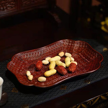 赞比亚紫檀果盘红木干果糖果盒新中式实木瓜子点心盒客厅家用送礼