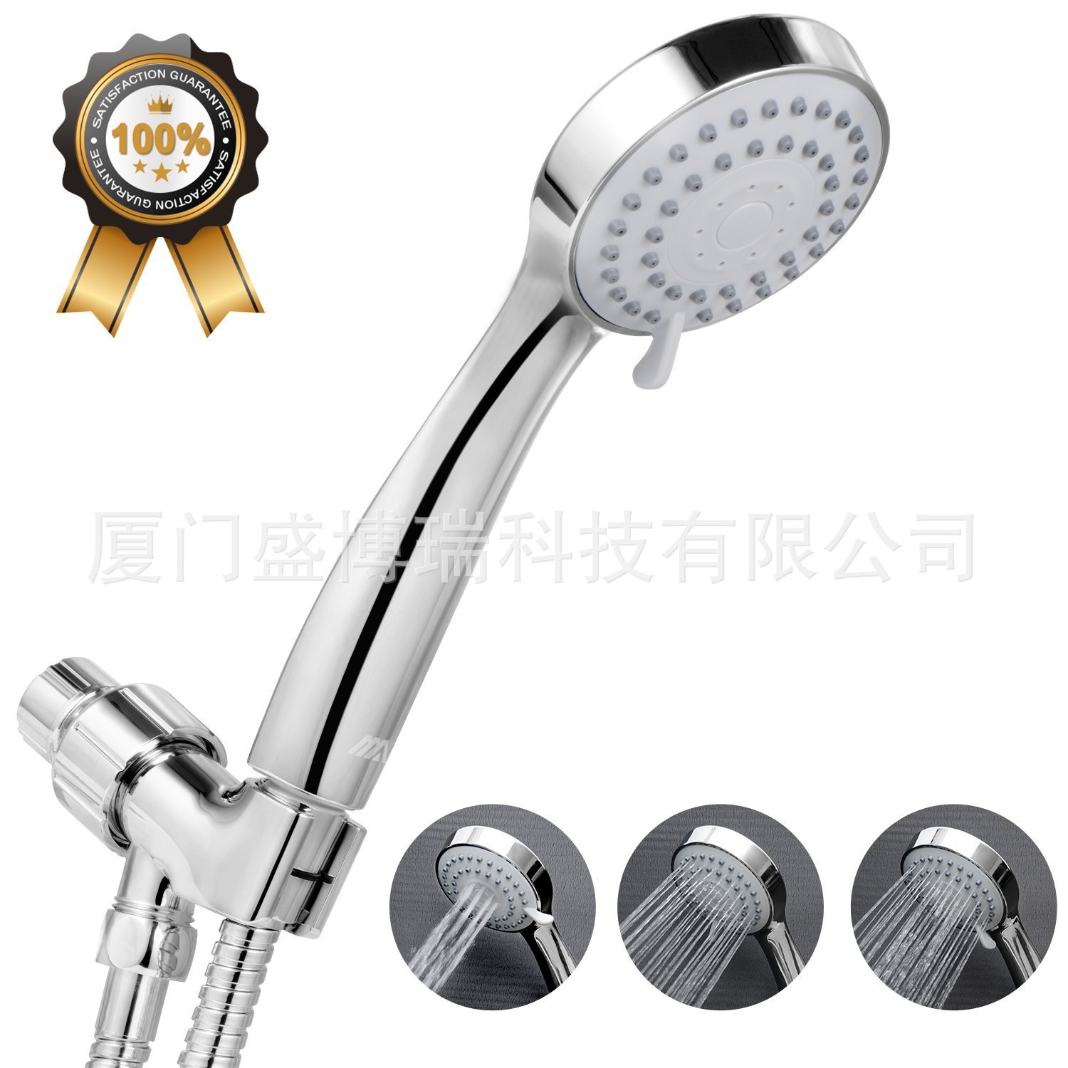 Amazon bathroom filter pressurized small hole nozzle shower head Three-function shower water heater handheld shower head