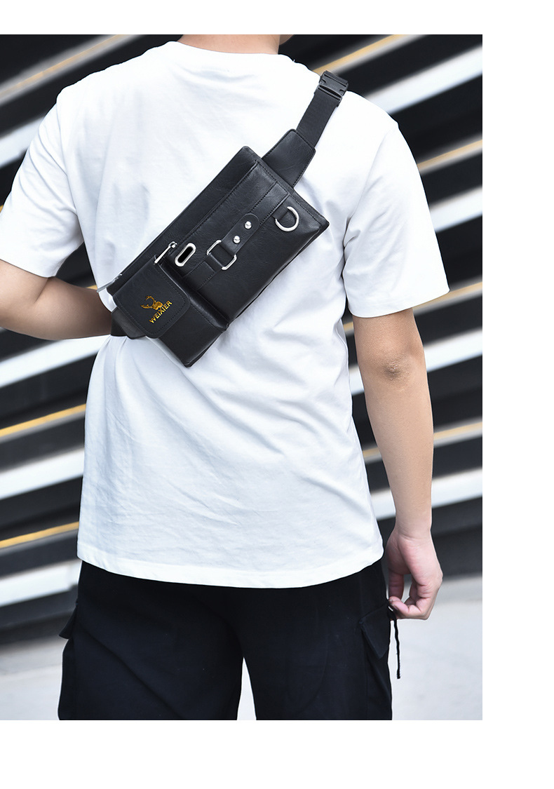2023 New Hot Selling Men's Shoulder Bag Crossbody Bag Tactical Chest Bag Mobile Waist and Crotch Bag Multi Functional Chest Bag Retro PU Waist Bag_voghion.com