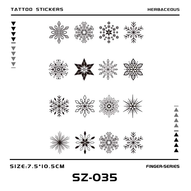 Beautiful Snowflake Herbal Tattoo Stickers, Creative Finger Tattoos with a High-End Feel, Realistic Finger Art, Simple Trendy Geometric Tattoo Designs