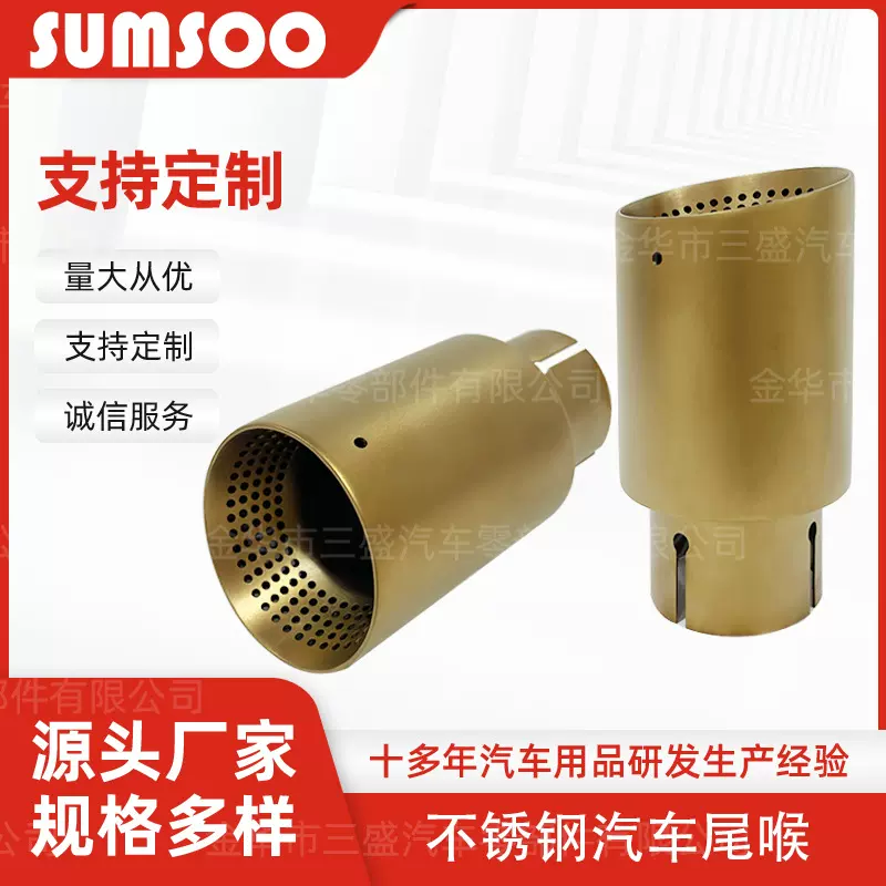 定制金色AK天蝎带孔网眼双层通用不锈钢消声器装饰汽车改装尾喉
