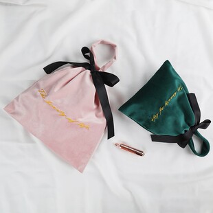 High-grade Velvet Embroidered Drawstring Bag Vintage Drawstring Handbag Cosmetic Storage Bag