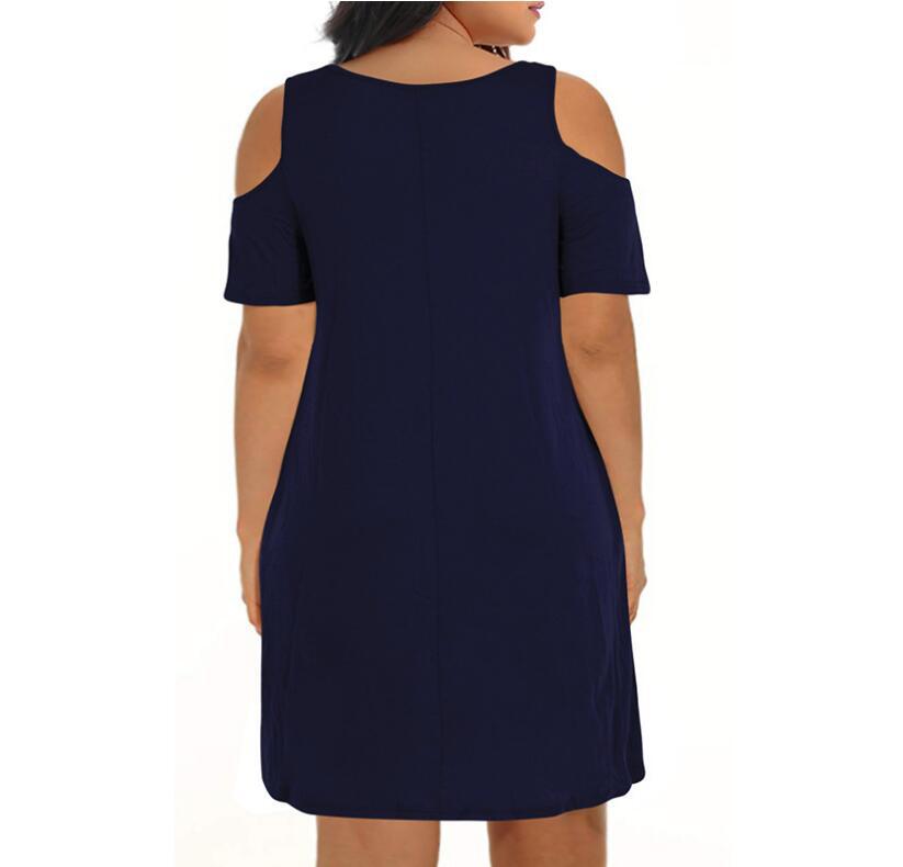 2025 transfronterizo Amazon verano Europa y América ropa de mujer de moda grande vestido suelto cuello redondo hombro abierto falda A