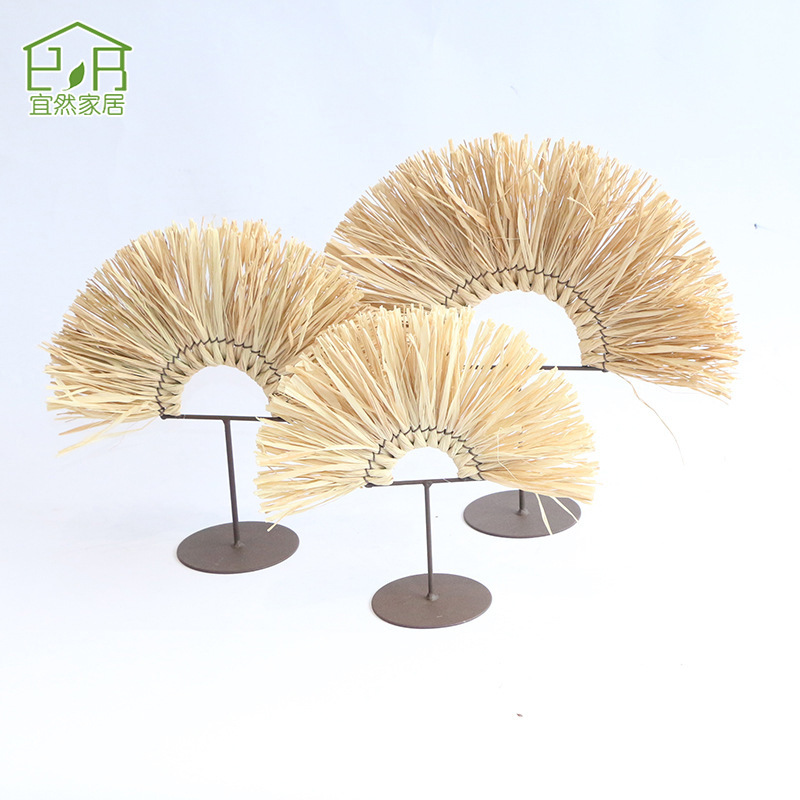 Customizado transfronterizo ins ventilador decoración hecha a mano escritorio de sala de estar Laffei tela de paja decoración artesanía ornamentos