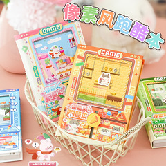 かわいいピクセルスタイルのパルクールノート、フルカラーのインナーページ、楽しい減圧アンティークおもちゃミニポケットノート