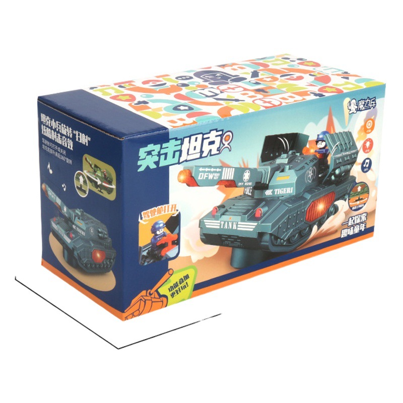 Coche tanque universal eléctrico para niños música iluminación truco 360 tanque giratorio coche de juguete puesto Venta caliente al por mayor