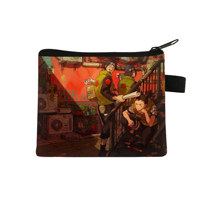 Nuevo Naruto niños monedero estudiante tendencia auricular moda bolsa de almacenamiento tendencia cremallera titular de la tarjeta al por mayor