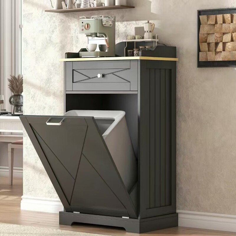Cross-Border E-Commerce Foreign Trade Inclined Trash Can Cabinet, 12 Gallons, Hidden Trash Can Cabinet with Drawers