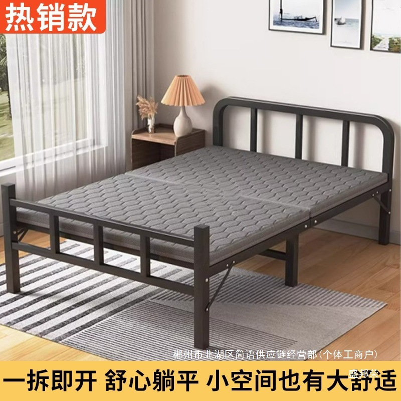 Fábrica directa para adultos cama plegable cama individual casa de alquiler cama de hierro simple oficina almuerzo siesta pequeña image 3