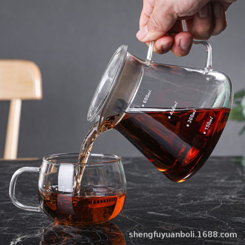 Supply of high borosilicate glass hand-brewed coffee pot hand-brewed set with wooden filter cup household glass coffee sharing pot