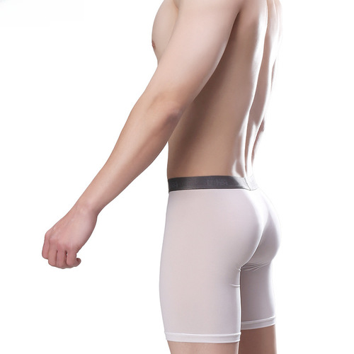 Thin Sports Training Anti-Matting Leg Breathable High-Elastic Satin Ice 6-Inch Anti-Matting Men's Four-Point Underwear 14015
