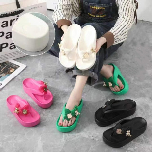 Thick bottom bowknot bear flip flops eva slippers non-slip deodorant slip-on shit slippers factory 