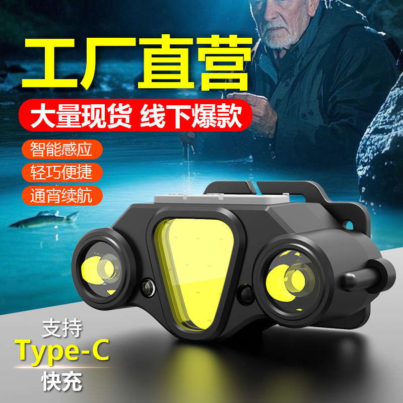 Faros explosivos fuera de línea, luz fuerte, súper brillante, carga, batería de litio, batería de larga duración, iluminación de sensor para exteriores de pesca montada en la cabeza image 1