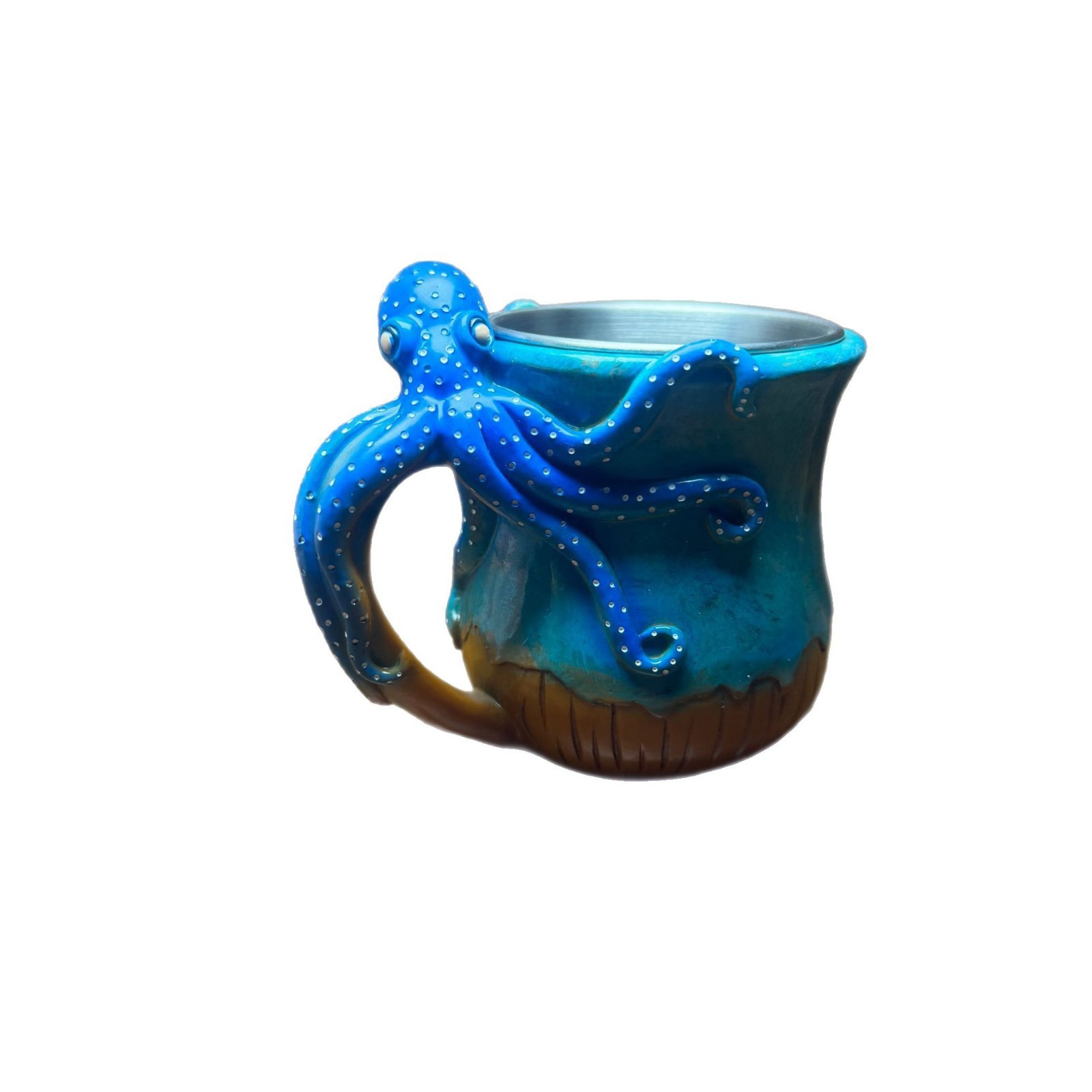  Popular Creative Octopus-Shaped Coffee Hot and Cold Cup Mug Stainless Steel Liner Resin Crafts Ornaments