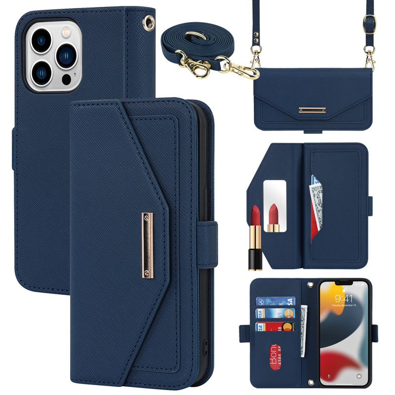 Suitable for Apple iPhone 14 Mobile Phone Protective Case Iphone17 Pro Max Cross Pattern Wallet Leather Case