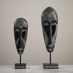 レトロなアフリカの風情の芸術のマスクのアイデアの置物の手作りの彩色の樹脂の彫刻の工芸品の装飾品の飾り物