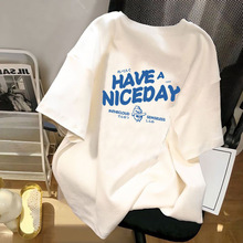 简约字母白色短袖T恤男夏季新款百搭男士牛奶丝潮流印花ins上衣