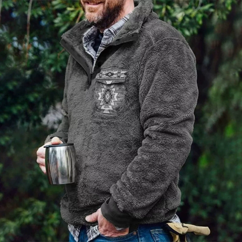 AliExpress Amazon 2025 трансграничная осень-зима мужской европейский и американский повседневный фланелевый свитер на пуговицах