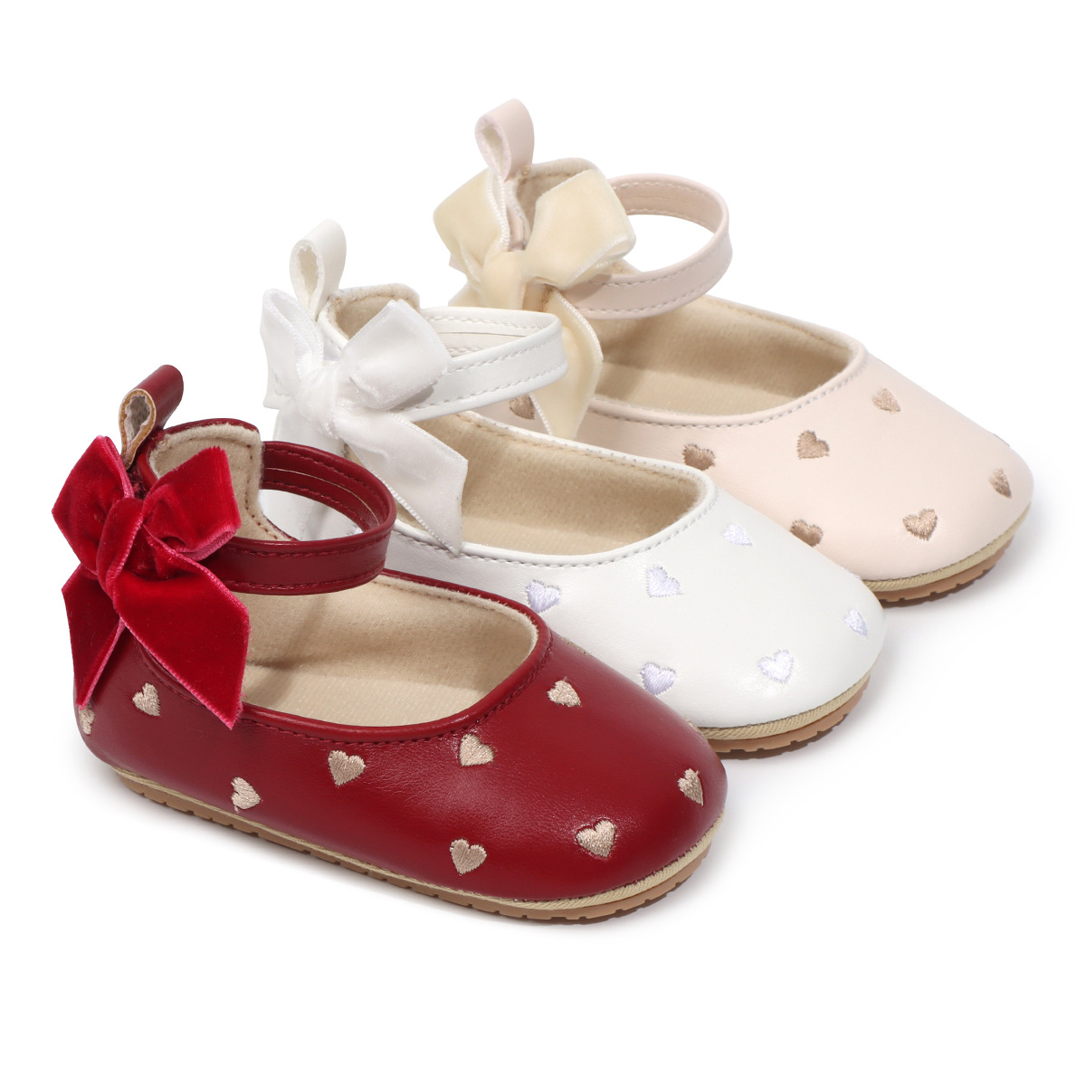 Spring and Autum New Style 3-6-12 Months Infant Princess Shoes for Baby Girls Soft Rubber Sole Toddler Shoes Breathable Non-Slip Shoes