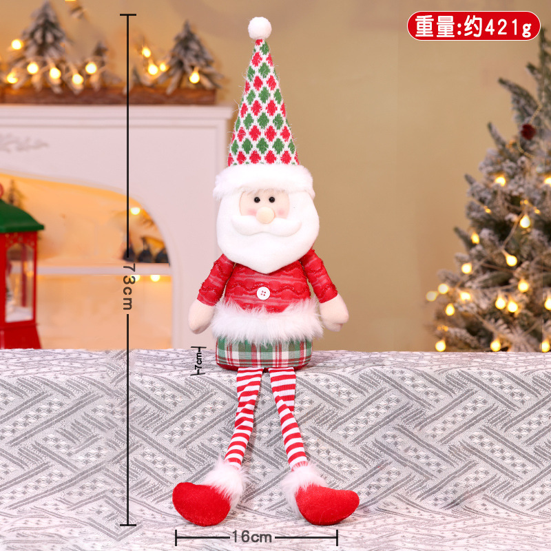 新しいクリスマスロングレッグ人形装飾クリスマス赤と緑のチェック柄老人雪だるまぬいぐるみデスクトップ装飾品|undefined