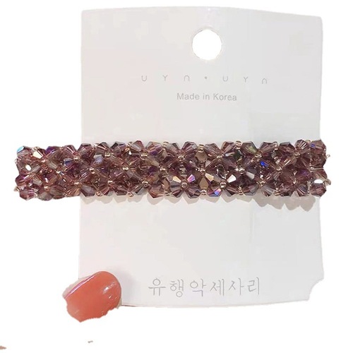 Crystal beaded hand-woven rice beads spring clip on the back of the head temperament hair clip hair iron new summer hair clip