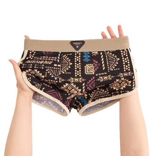 American Retro Ethnic Style Men's Underpants Men's Pure Cotton Breathable Straight Leg Pants Trendy Amaya Print Four-Piece Underwear