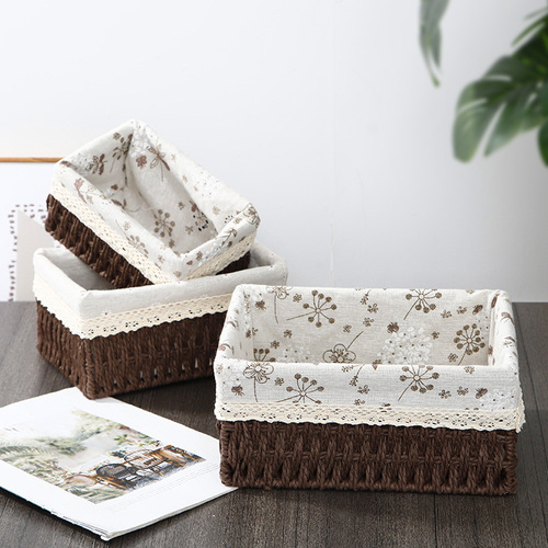 Desk storage basket miscellaneous keys woven storage basket coffee table organization woven basket storage box storage tray snack basket