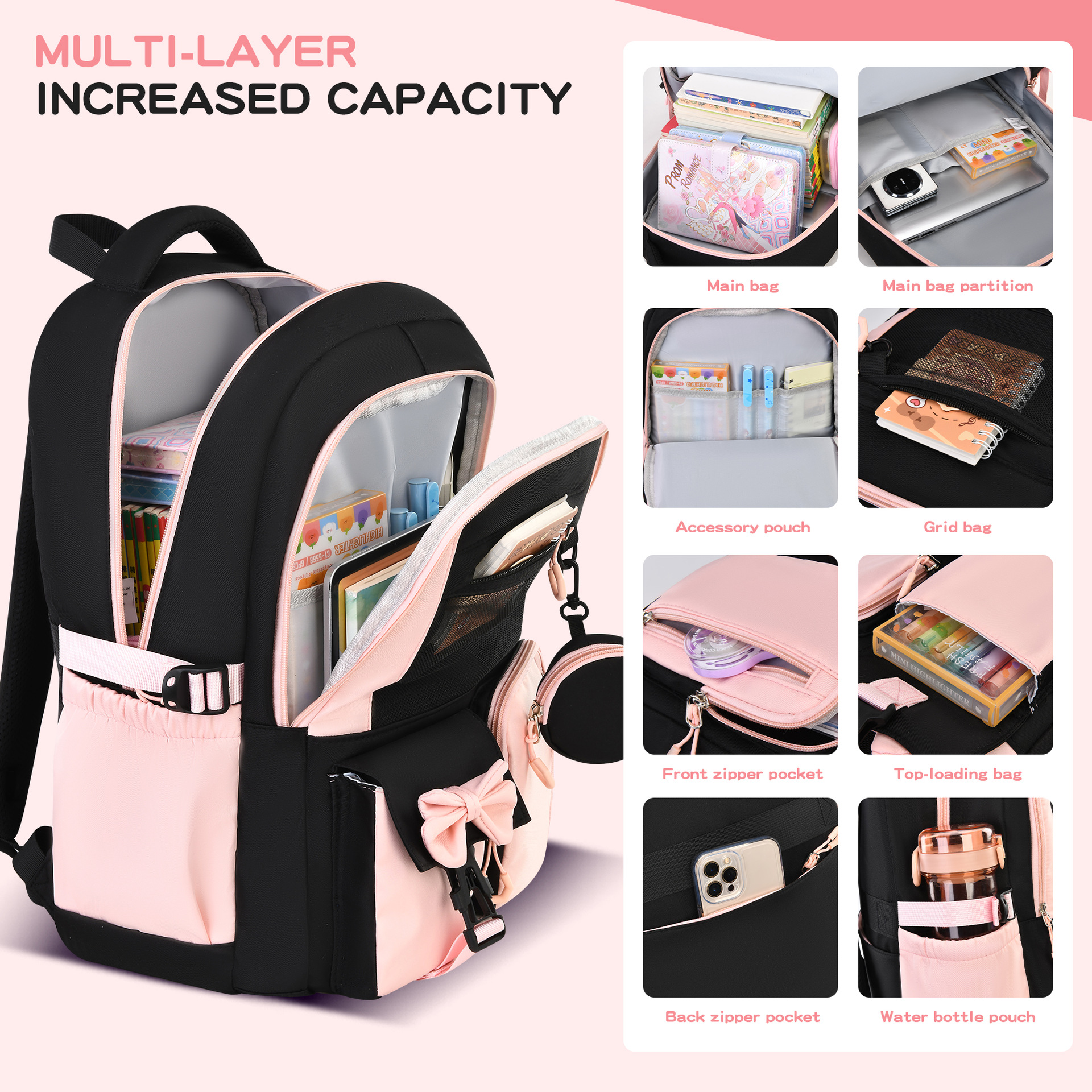 Grenzüberschreitender Amazon 2026 Schulrucksack für Grundschüler, hochwertiger Rucksack mit Schultergurten, minimalistisch, 3-teiliges Set aus der Fabrik
