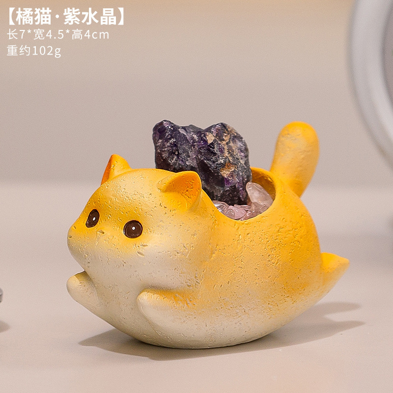 猫猫乐置物 クリスタル 新デザイン 可愛い漫画風動物 デスクトップデコレーション レジンフィギュア オフィスギフト クリエイティブ|undefined