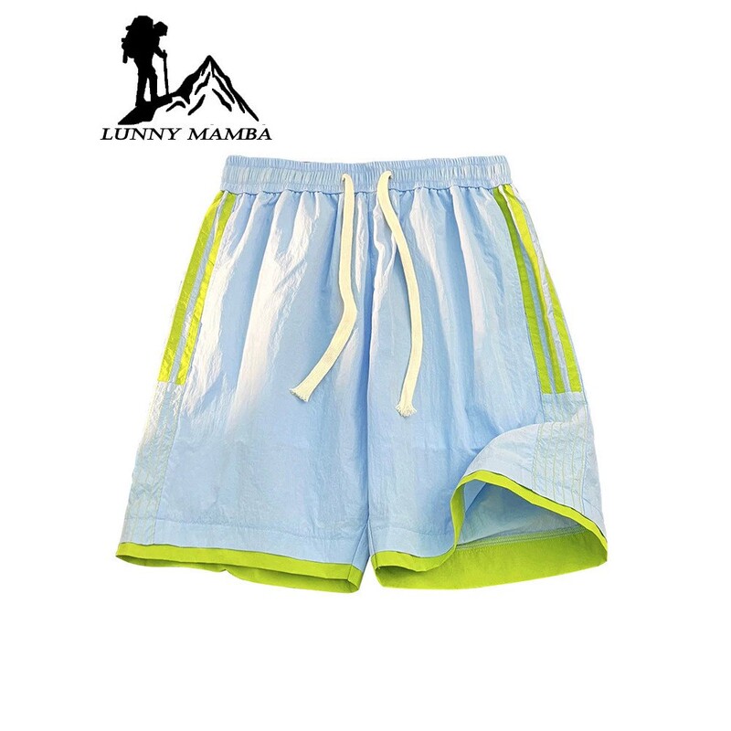 Big Brand Dopamine Sports Quick-Dry Shorts for Women, Summer Ice Silk Striped Loose Beach Shorts, Thin Five-Point Shorts for Outdoor Wear Big Brand Dopamine Sports Quick-Dry Shorts for Women, Summer Ice Silk Striped Loose Beach Shorts, Thin Five-Point Shorts for Outdoor Wear