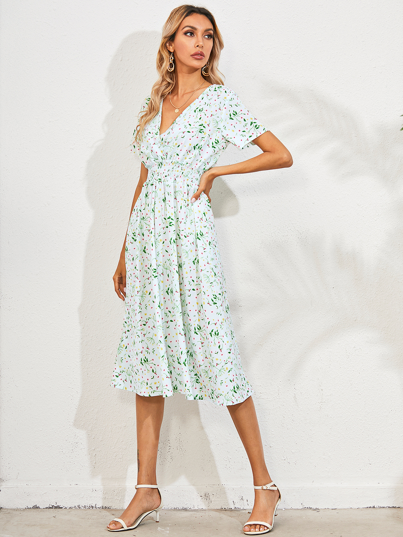 summer new  V-neck floral dress  NSYD49499