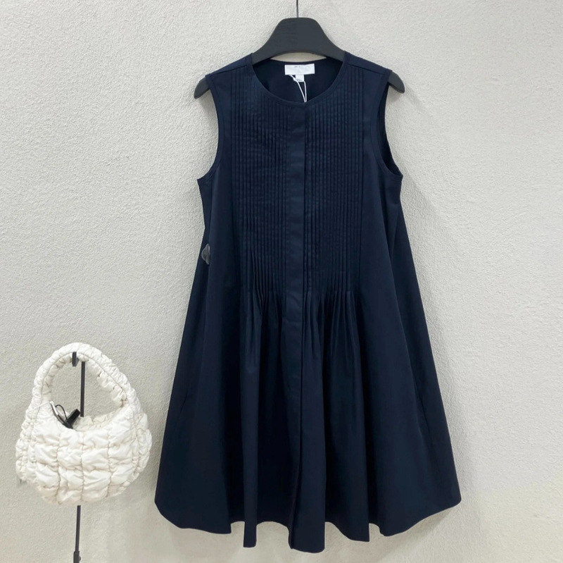 Cos Style ~ Light Luxury Minimalist Accordion Pleated Sleeveless Cotton Summer Dress Elegant High-End Dress Hot Item Recommendation