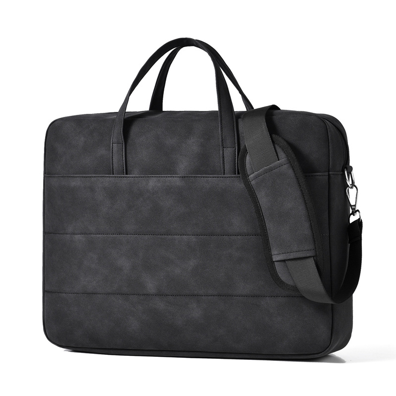 Laptop Bag 17.4inch Leather Laptop Bag Anti-Fall and Shock-Proof Women's High-End Shoulder Bag Men's
