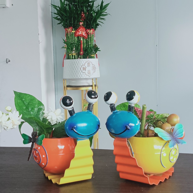 クロスボーダーメタルフラワーポット、多肉植物ポット、家のデスクトップ、バルコニー、中庭の装飾、カタツムリのクリエイティブな装飾品|undefined