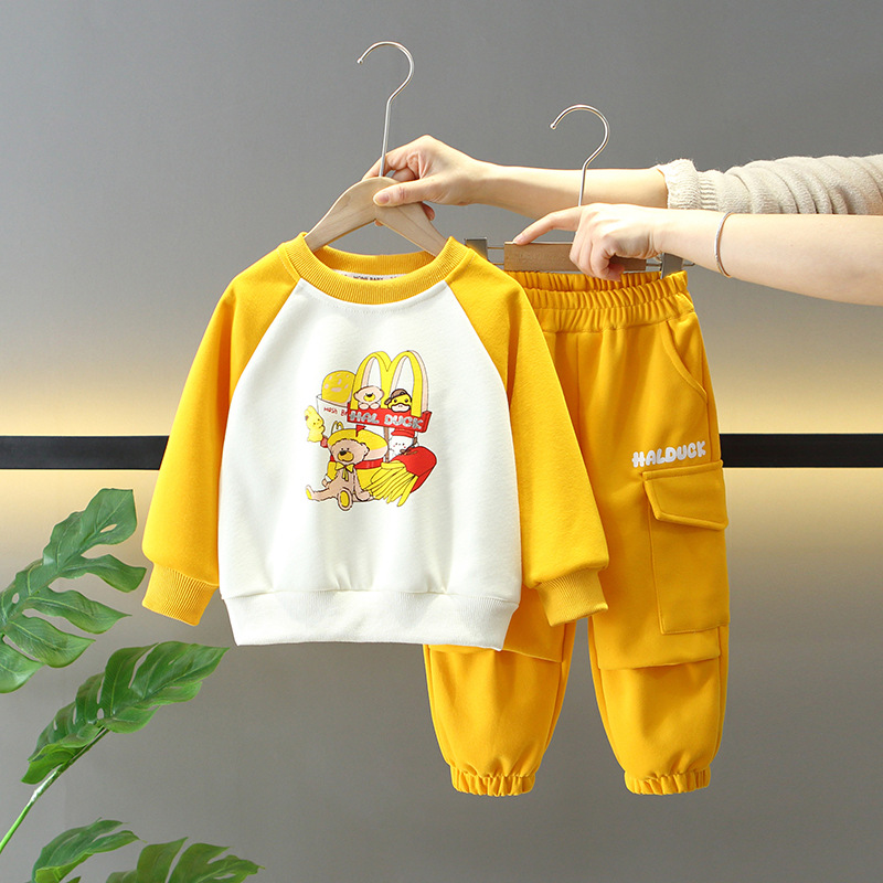 7721 Traje de primavera para niños 2025 Nuevo estilo para niños Ropa de celebridades de Internet de estilo occidental para niños Traje de dos piezas de primavera y otoño para bebés