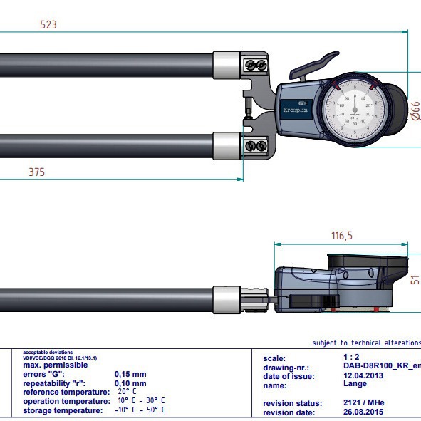 德国优势供应kroeplin数显式厚度测量卡规全系列D8R100