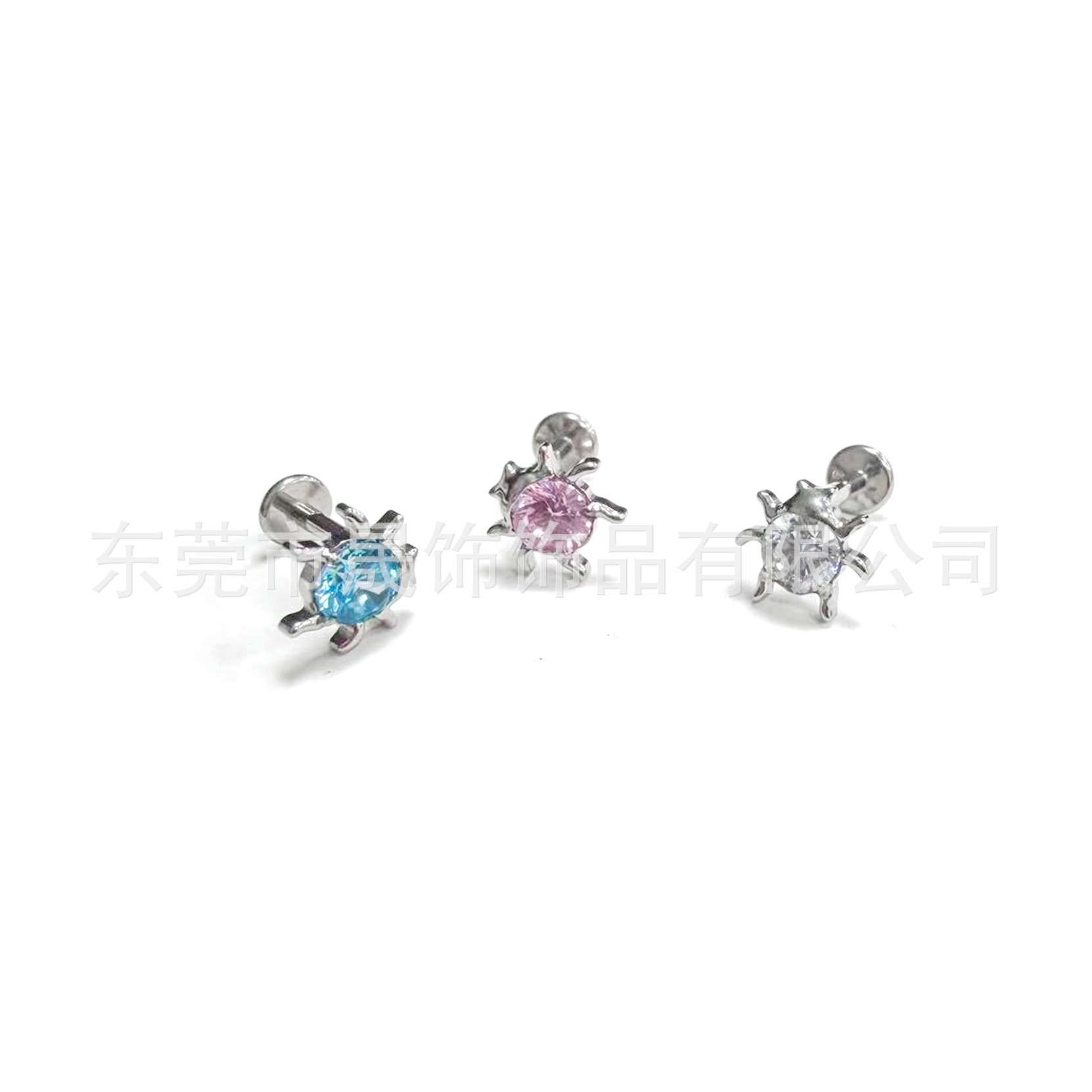 F136 Titanium Alloy 七 Star 瓢虫 Ear Stud Studded 5A Cubic Zirconia Helix Cartilage Stud G23 Titanium Internal Thread Labret Stud Piercing Jewelry