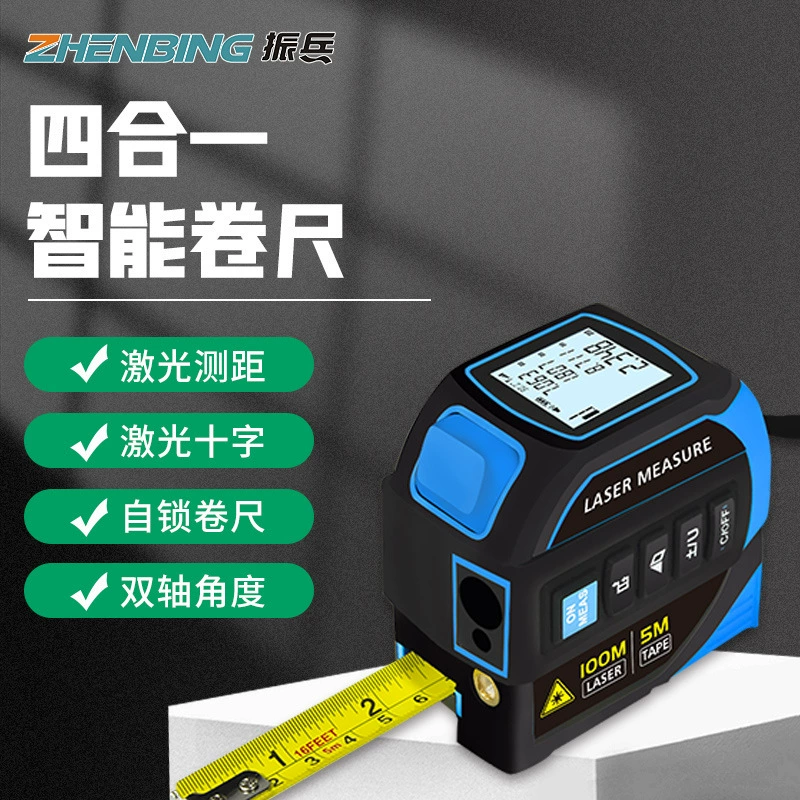 Оптовая продажа от производителя: лазерный дальномер-рулетка Zhenbing 4-в-1, стальная рулетка, инфракрасная электронная линейка с резьбовым отверстием