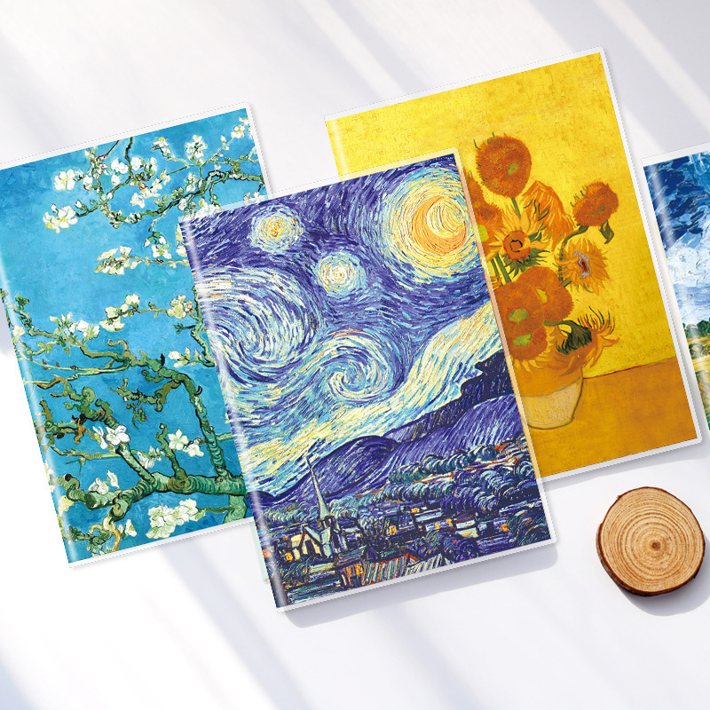 New A5/32K Rubber Sleeve Notebook, Foggy Spring Notepad, Van Gogh Oil Painting Series, New Student Notebook