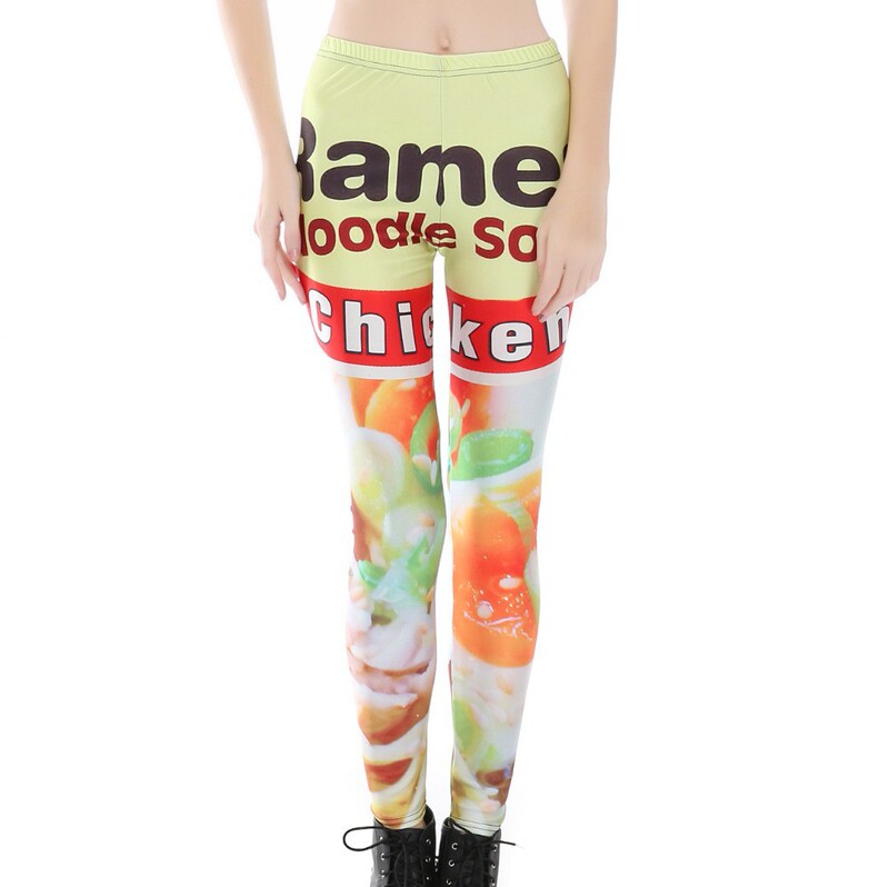 Cross-Border European and American Sports and Fitness Nine-Point Pants Elastic Hip Lifting Sexy Pants Women's Tight Leggings with Pictures Printing