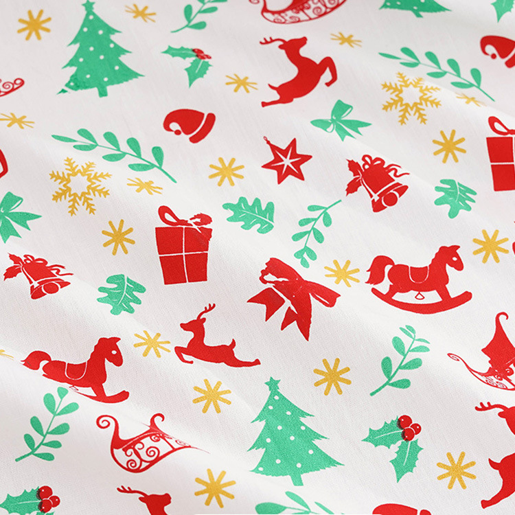 Diseño de patrón de estilo navideño cómodo 100% algodón textil impreso tela de ropa