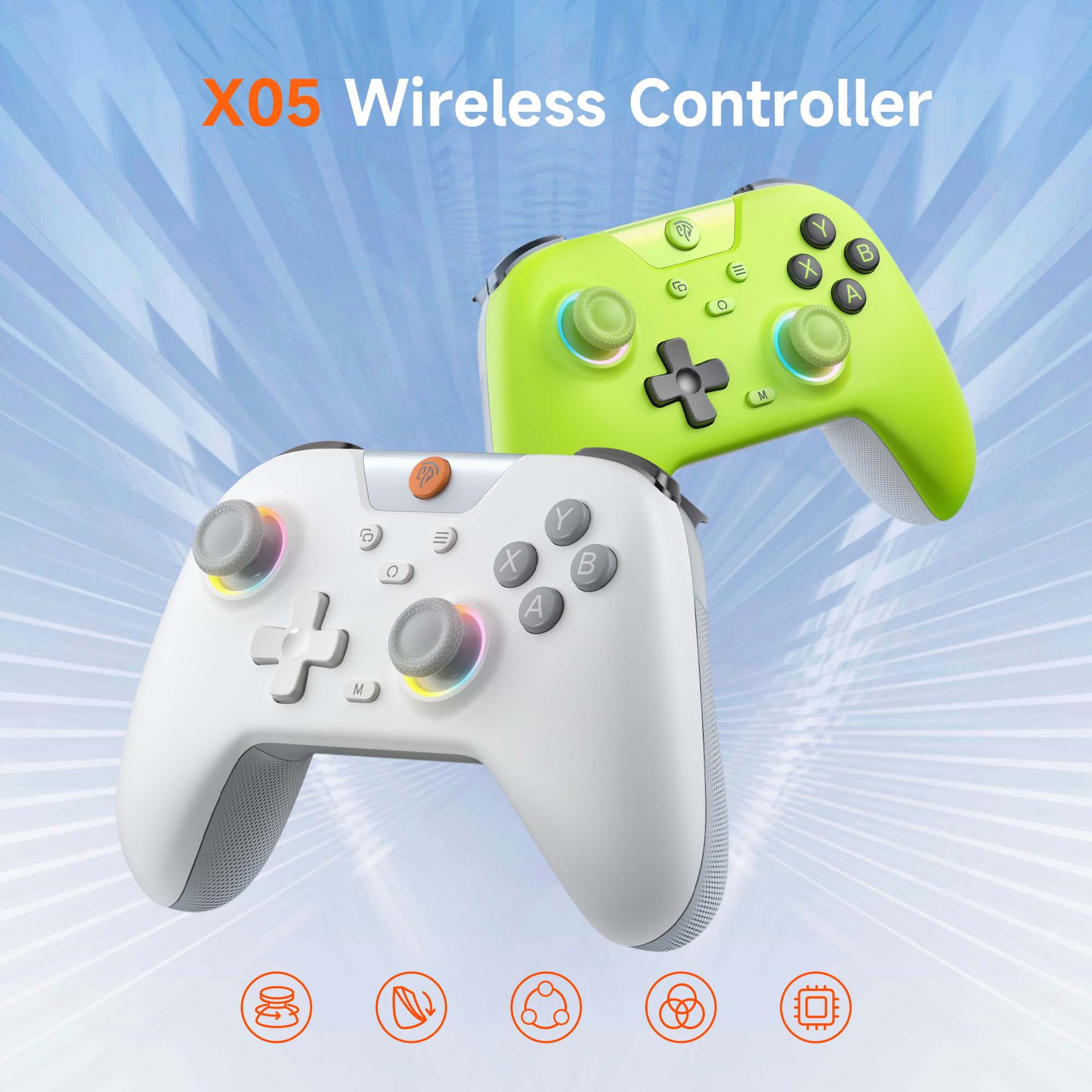 Controller di gioco RGB EasySMX X05 in vendita, con cavo in ceramica, connessione a 4 modalità, multifunzione, configurazione elevata_voghion.com