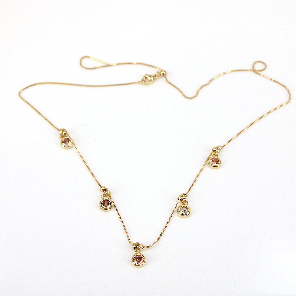 New fashion copper necklace retro round zircon clavicle jewelry 18k gold jewelry