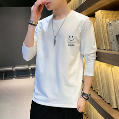 綿の長袖のtシャツの男性の春秋の新型の丸首はゆったりしています。