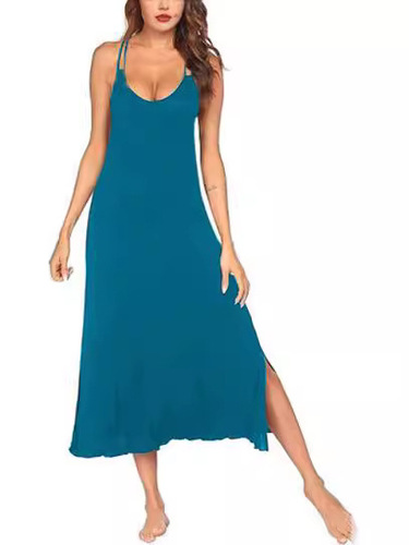 Quality Summer Intellectual Style Women's Modal Strappy V-Neck Backless Dress