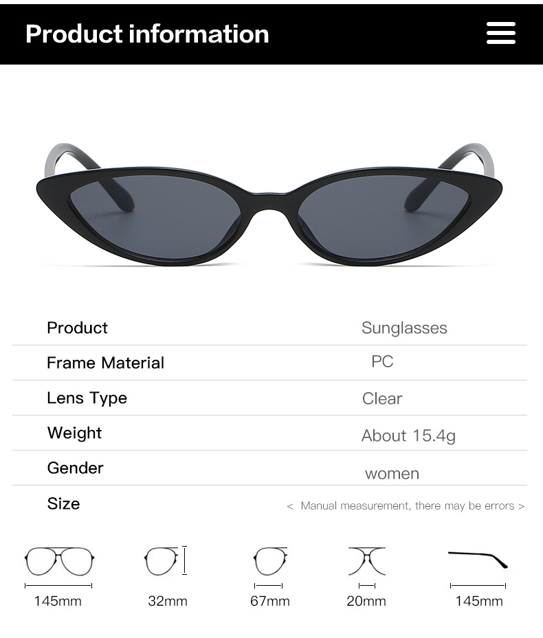 25g Weight Full Frame Glasses Structure Sunglasses Classification Ac, UV400 Protection Lens Material Cat Eye Glasses Style Outdoor, Daily Occasion Solid Color Pattern All Seasons Season Unisex Gender Retro, Simple Style Style Retro Simple Style Solid Color Ac UV400 Protection Cat Eye Full Frame Women's Sunglasses 5