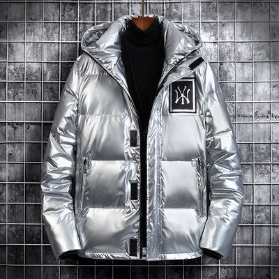 新品冬季青少年潮流羽绒服男短款加厚亮面纯色男士羽绒服鸭绒外套|ms